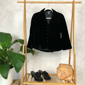 Vintage 90s Black Silk Ruched Formal Blazer Jacket